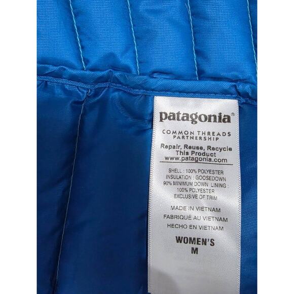 Patagonia Down Sweater Puffer Vest Full Zip Quilted Blue Medium A004000 - Picture 9 of 12